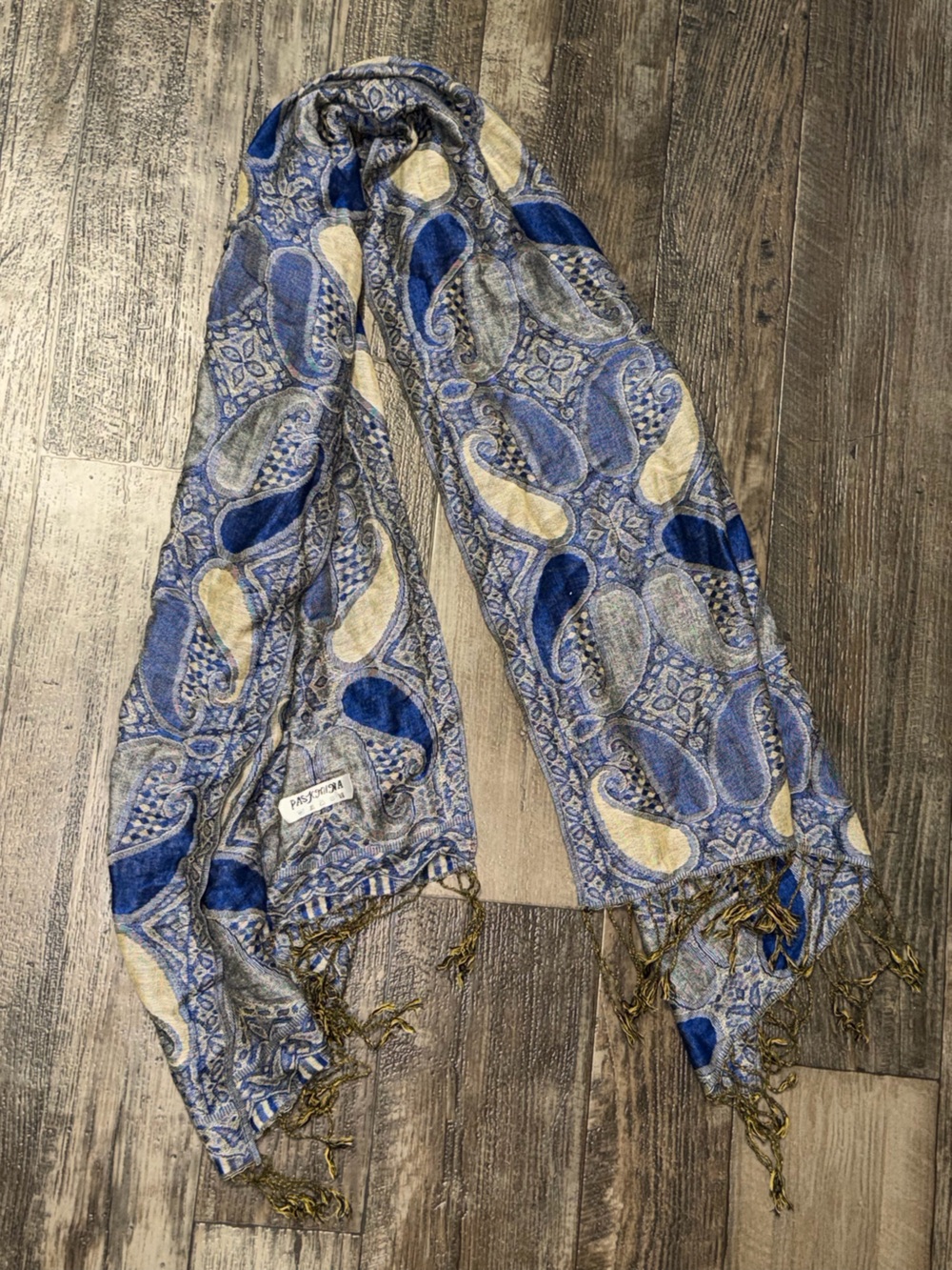 Blue Paisley Fringe Scarf
